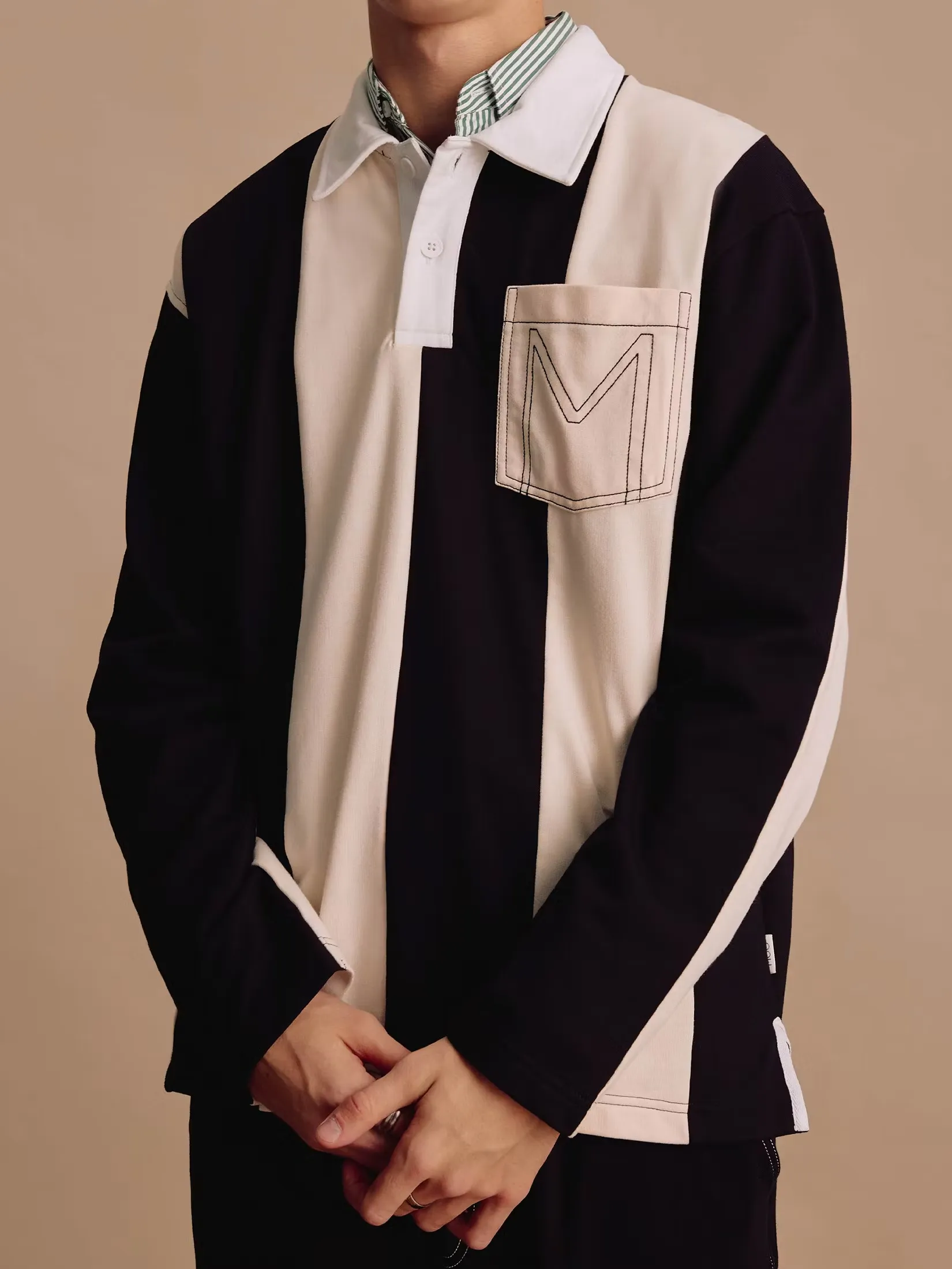 MOO [MOO 1/25] Preppy Rugby Shirt Black