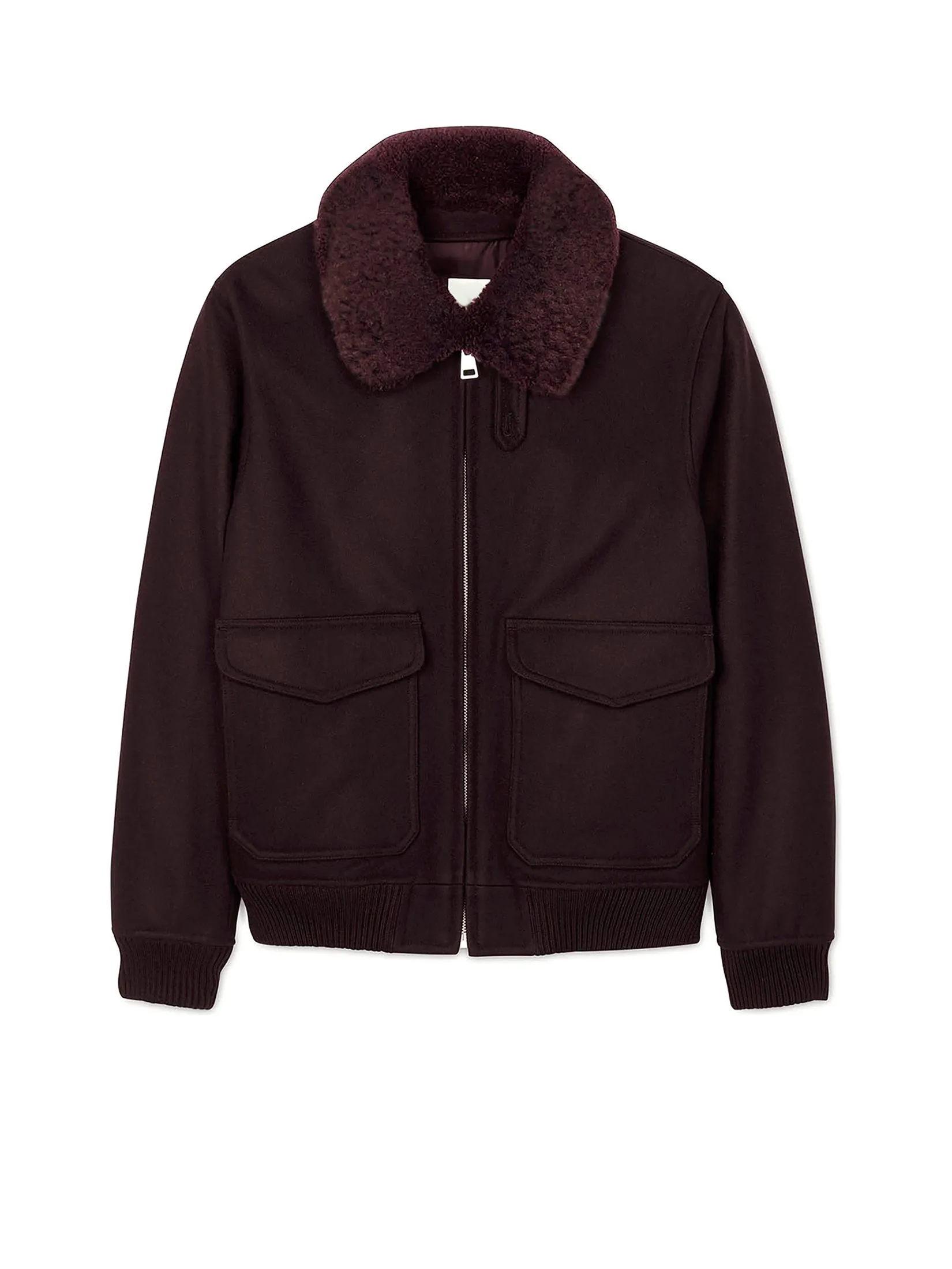 SANDRO Wool Aviator Jacket With Shearling