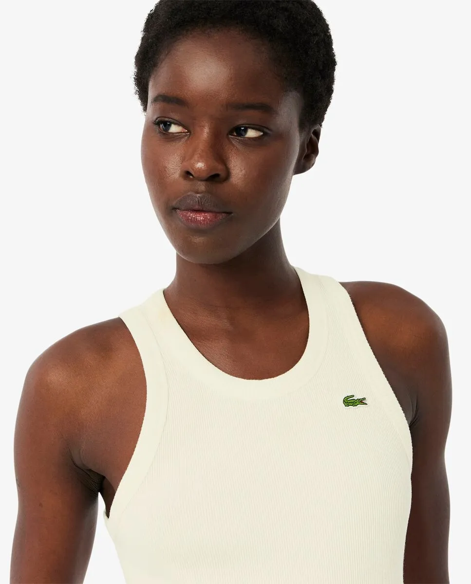 LACOSTE Slim Fit Cotton Tank Top White