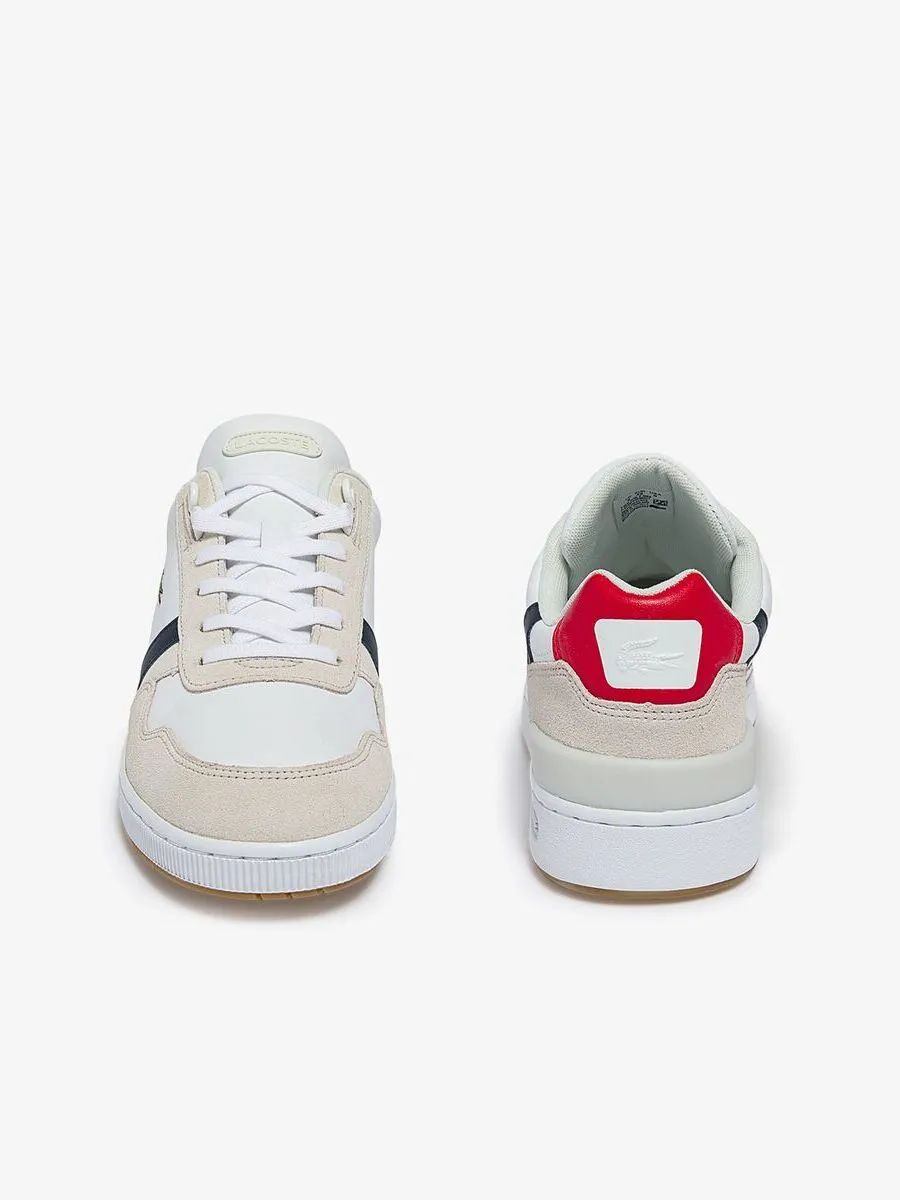 LACOSTE White Men’s T-Clip Tricolour Leather and Suede Trainers