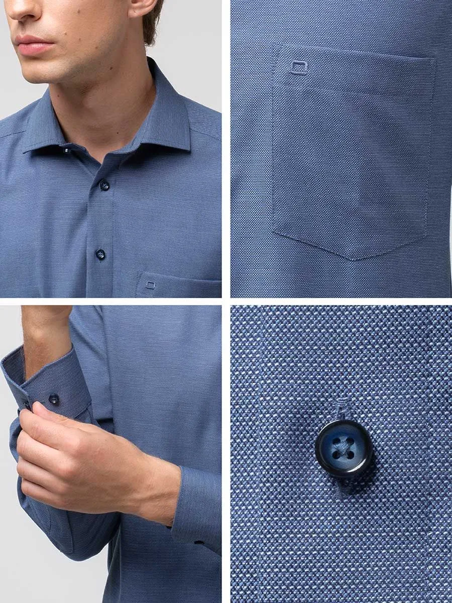 OLYMP MEN SHIRT LONG SLEEVES MODERN FIT  BLUE EASY IRON