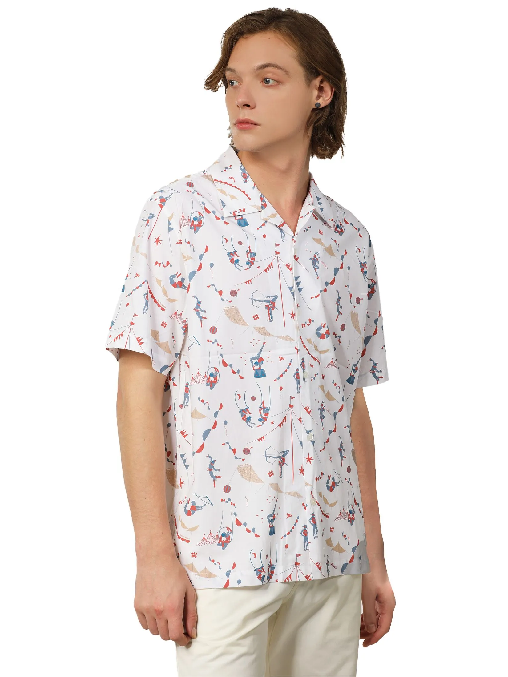 JOHN HENRY Men's Short Sleeves Shirts (Relaxed Fit) MERRIMENT Off-White