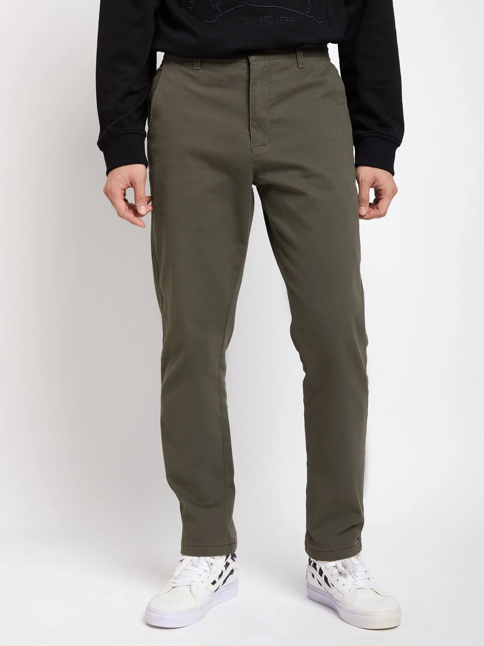 PACIFIC UNION Men Pants Basic Regular Fit Dark Khaki