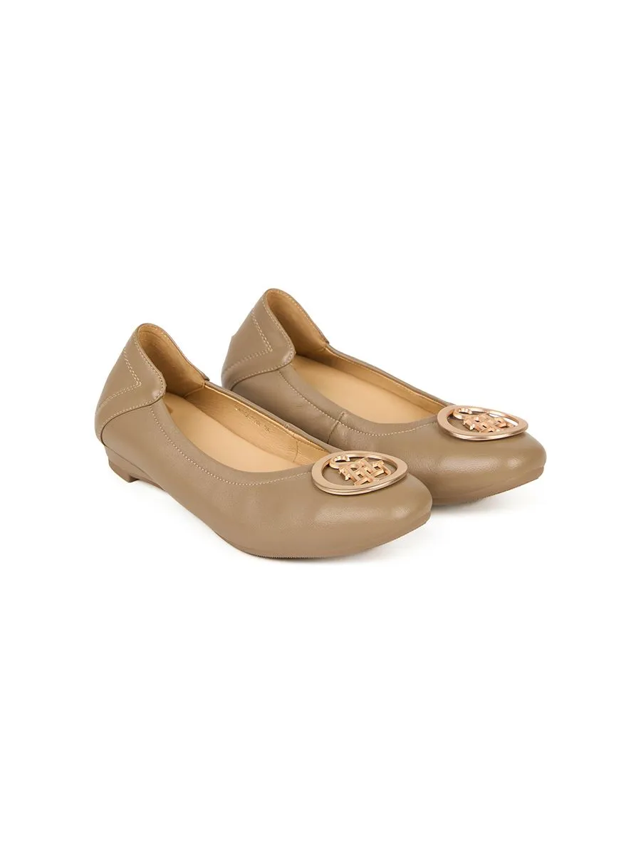 SHU WOMEN  SOFY SOFA 0.5" GOLD SIGNET - ETOUPE