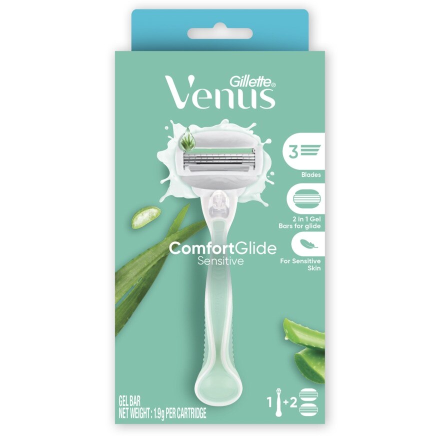 Gillette Venus Comfort Glide Sensitive Razor 1'S + Blades 2'S - Green