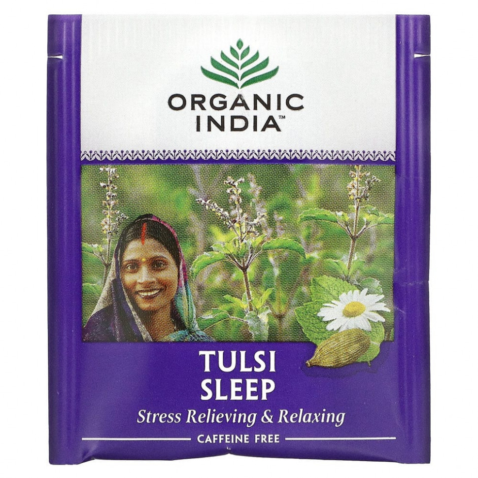 Organic India, Чай с тулси для сна, без кофеина, 18 пакетиков, 32,4 г (1,14 унции)
