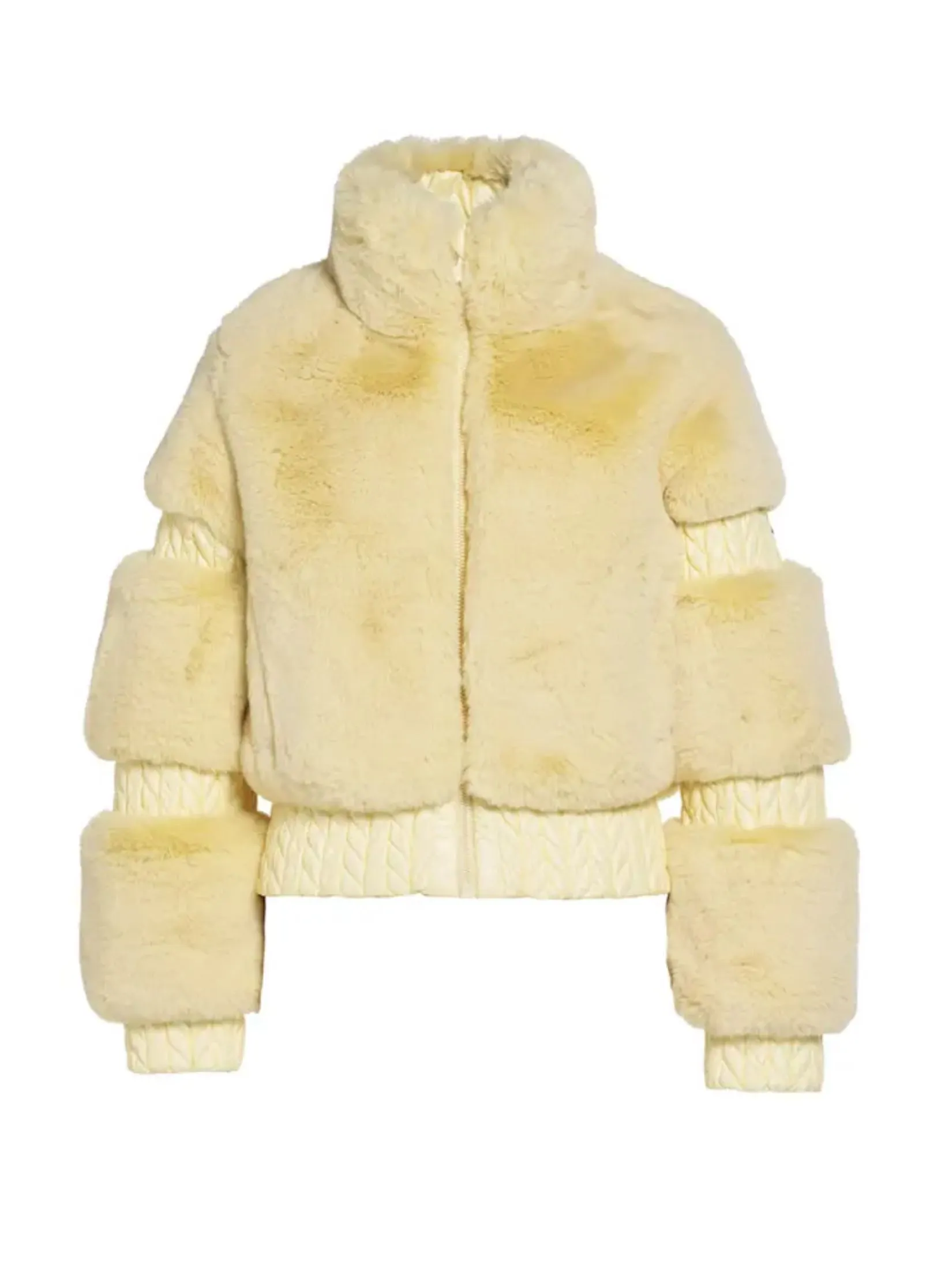 GOLDBERGH Furry Ski Jacket In Pastel Yellow