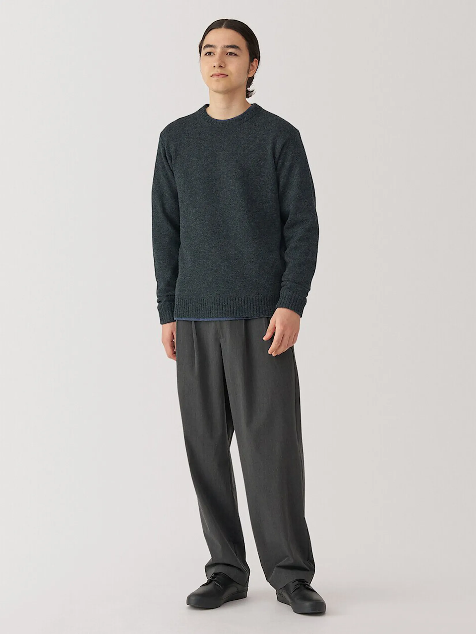 MUJI Men Sweater Washable Mid-Gauge Crew Neck