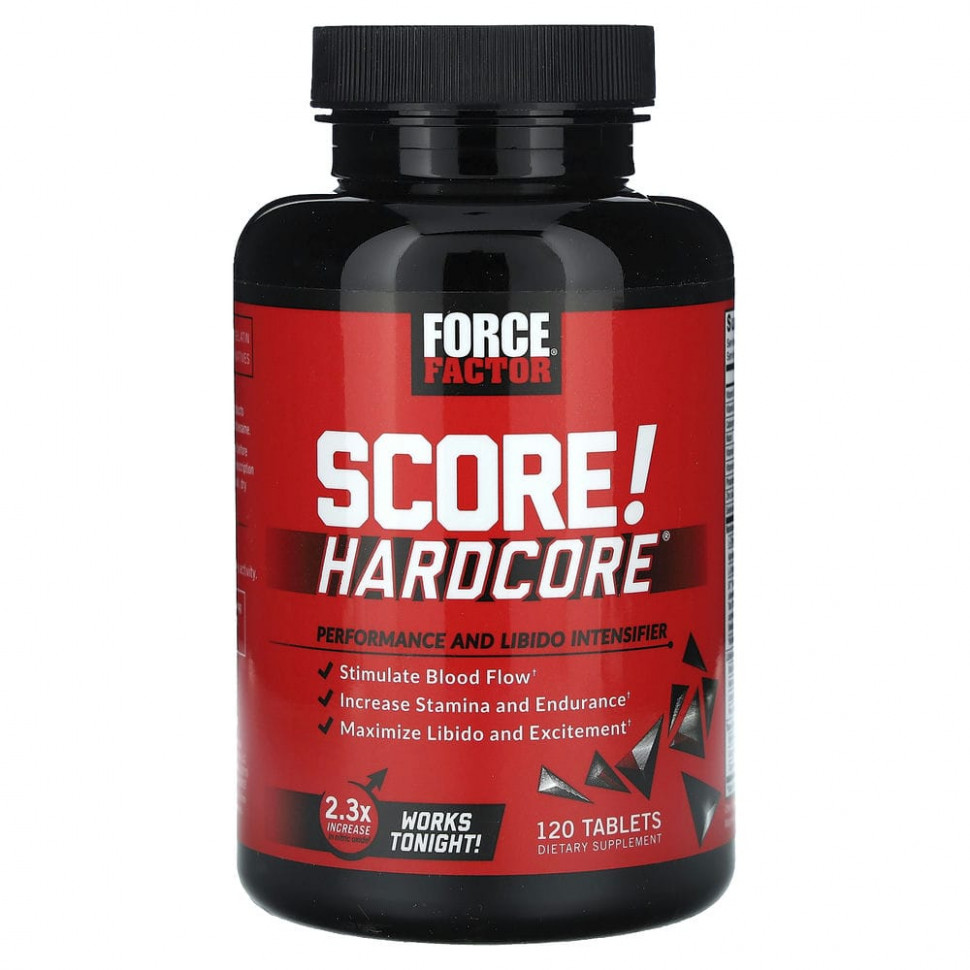 Force Factor, SCORE! Hardcore, средство для повышения производительности и либидо, 120 таблеток