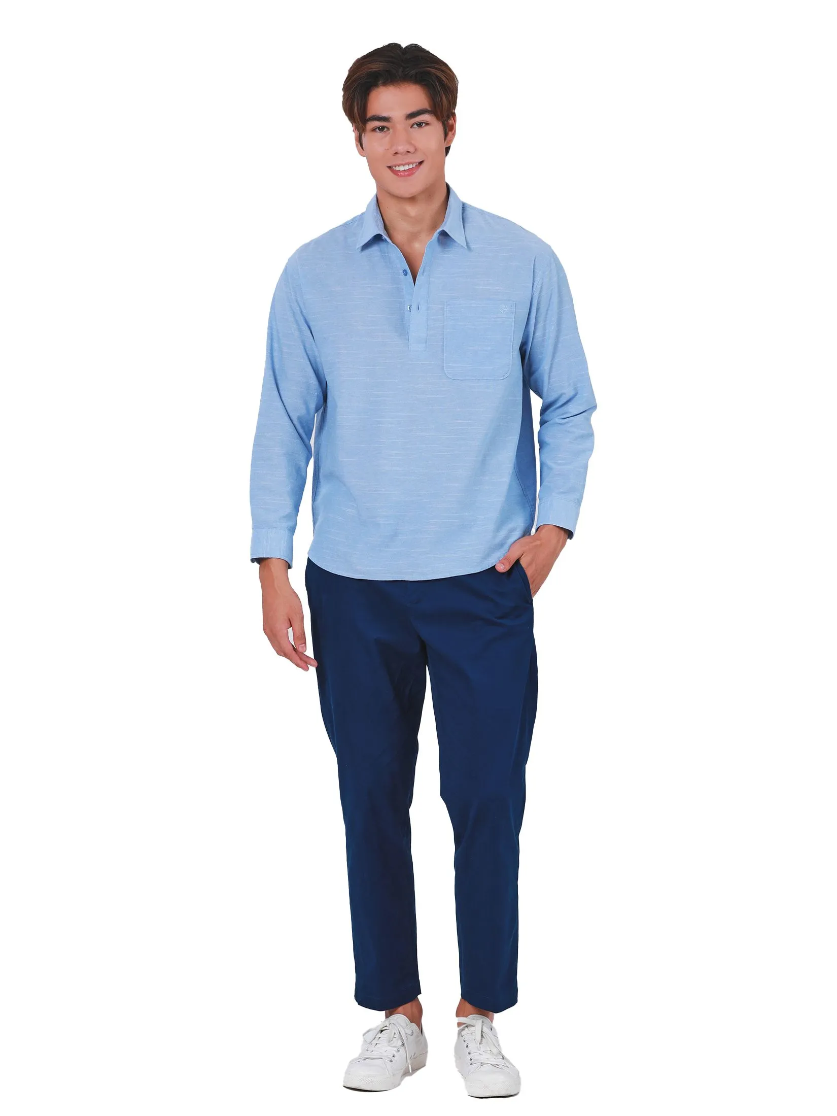 JOHN HENRY Men's Long Sleeves Shirts (Regular Fit) REJUVENATE VACATION Blue