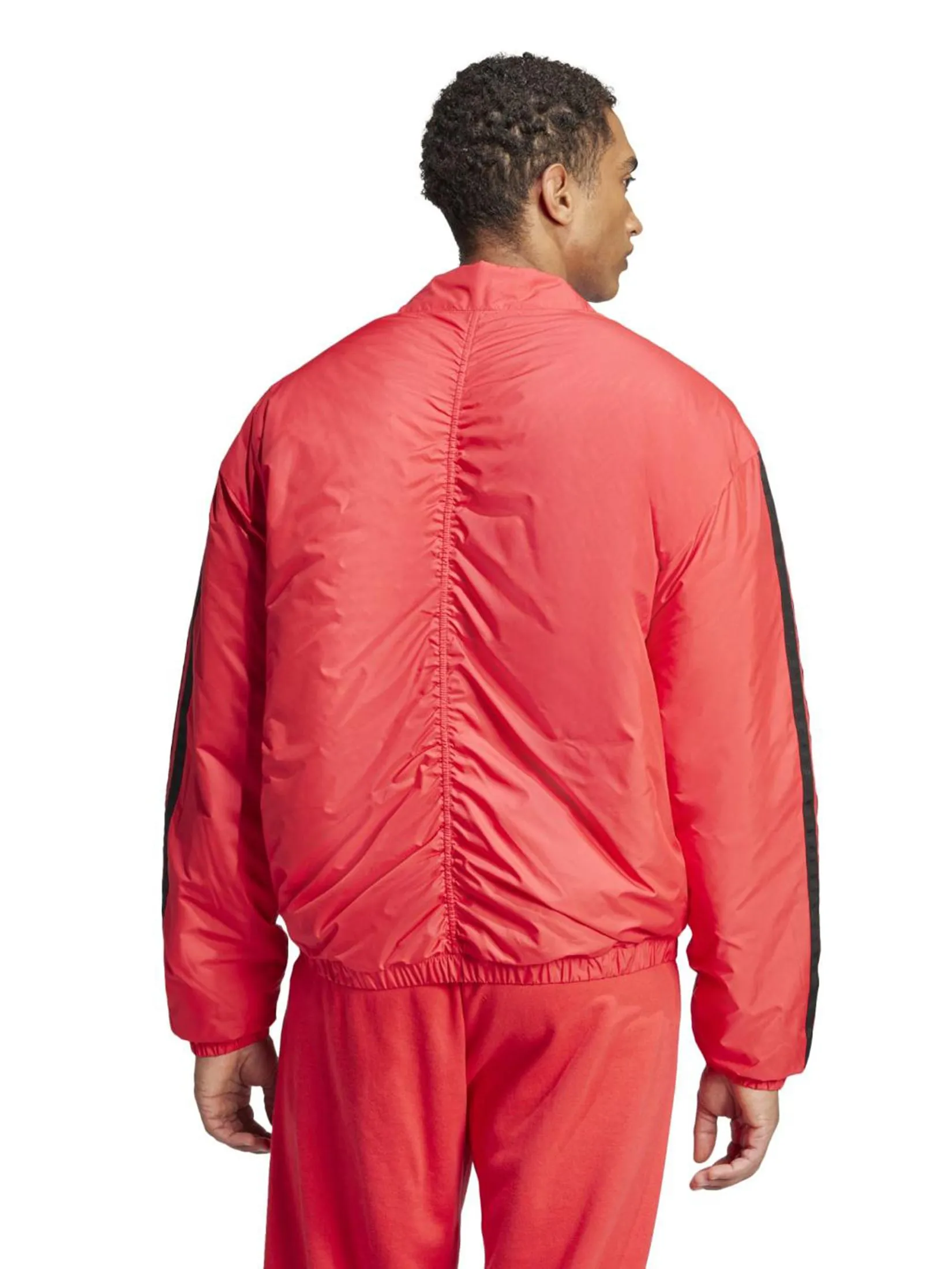 ADIDAS Men Jacket Essentials 3-Stripes Insulated Bomber Pure Ruby
