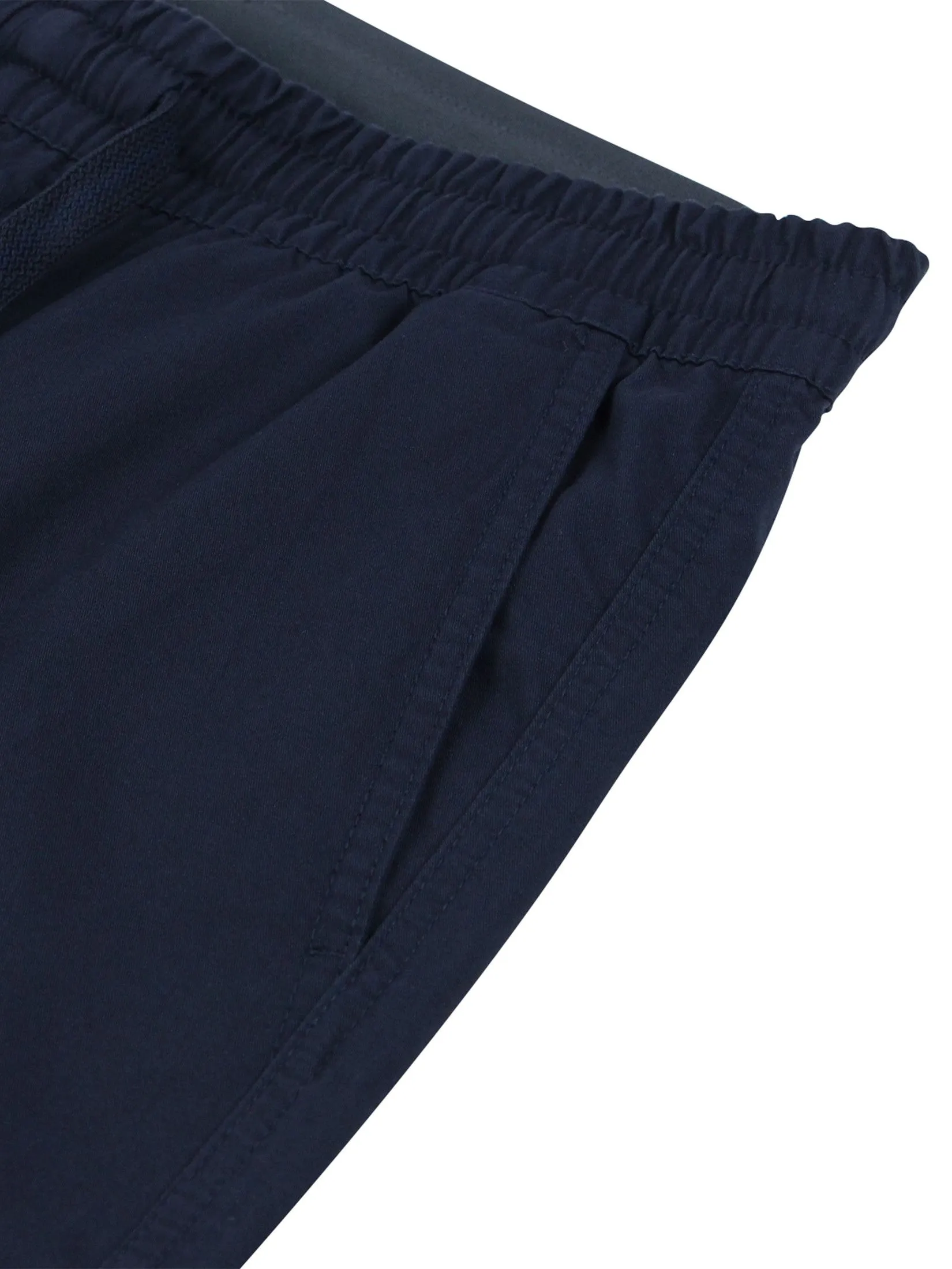 GIORDANO Men's Slim Twill Bermuda Shorts (180° Elastic Waist) Signature Navy