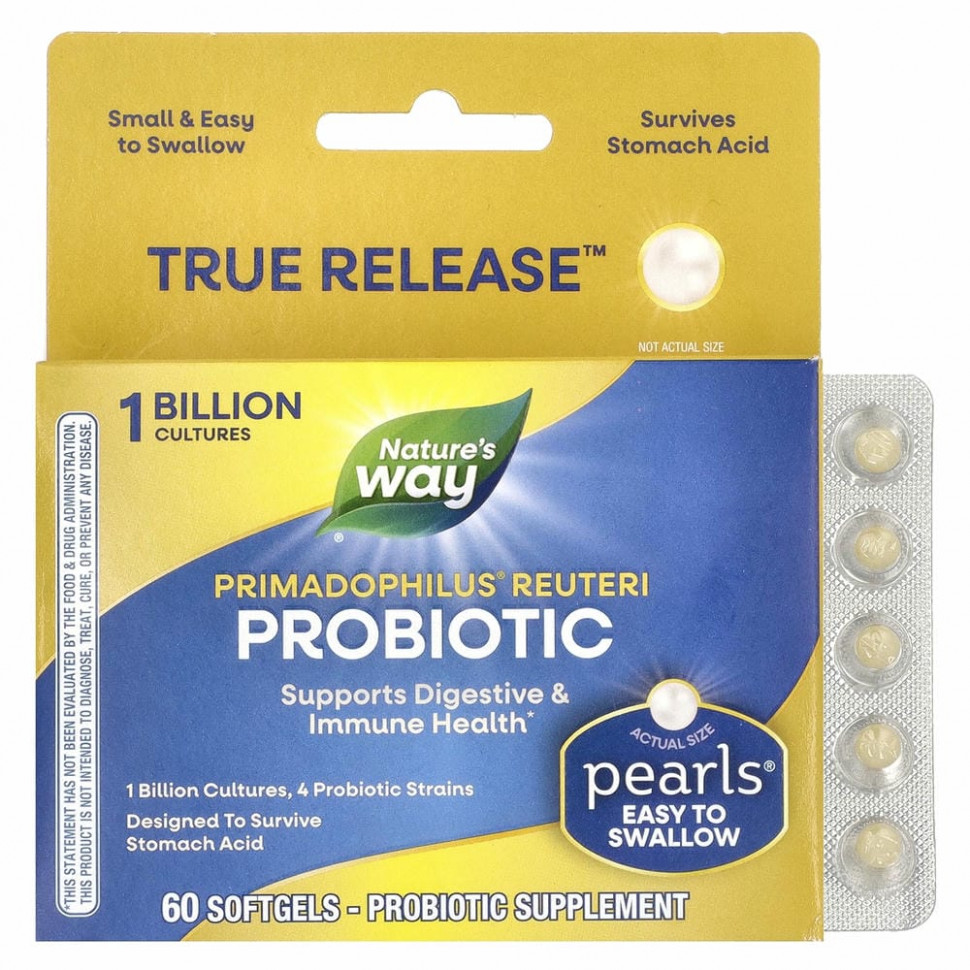 Nature's Way, Primadophilus Reuteri Pearls, 60 капсул