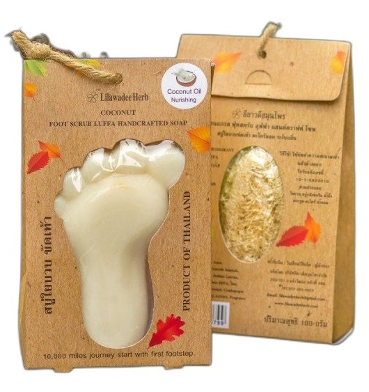 Кокосовое тайское мыло и мини мочалка из люфы Lilawadee Herb 100 гр