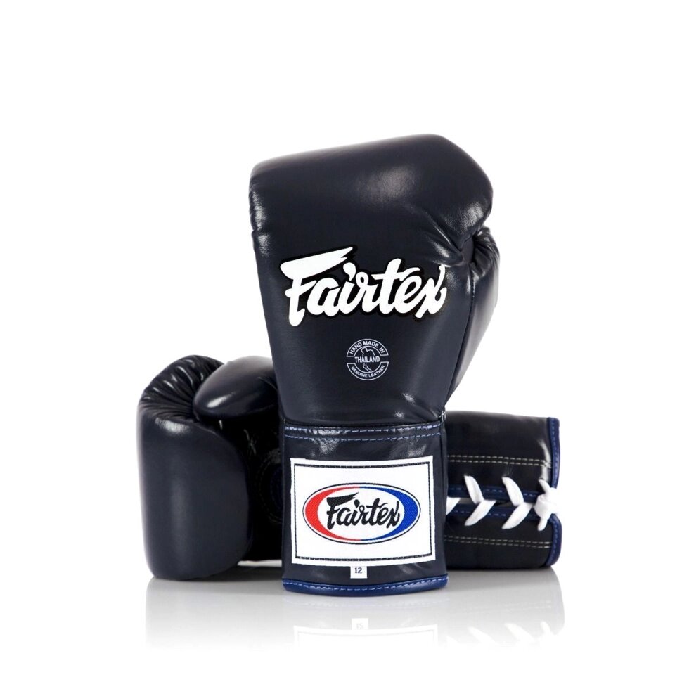 Боксерские профессиональные перчатки на шнуровке Fairtex BGL 6, Таиланд 12 oz Blue