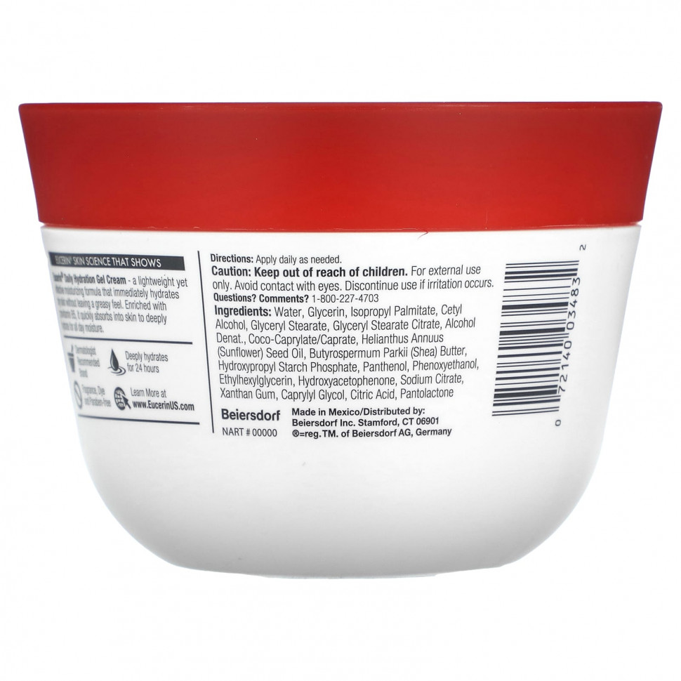 Eucerin, Ежедневный увлажняющий гель-крем, без отдушек, 340 г (12 унций)