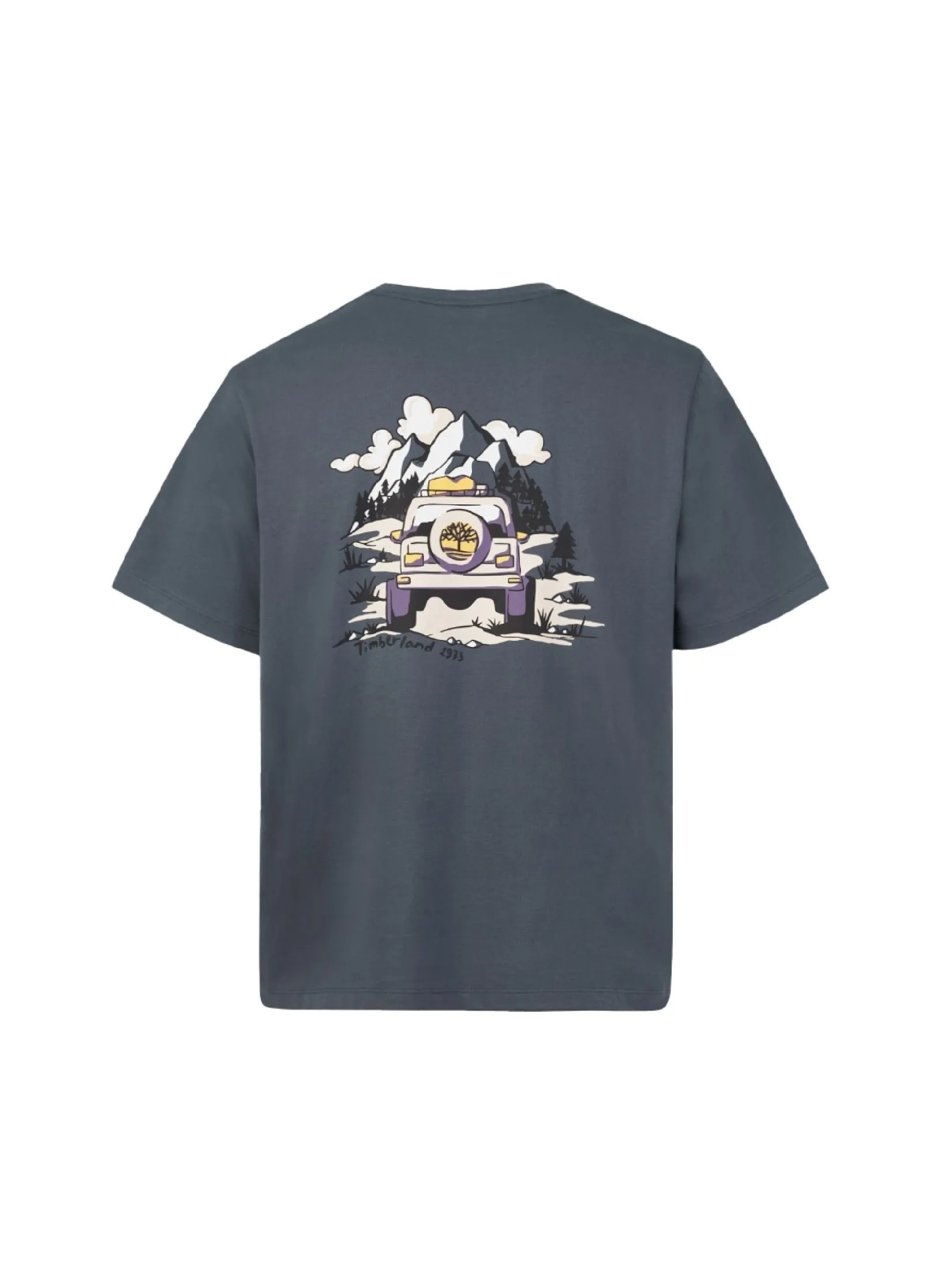 TIMBERLAND Men's Back Graphic Short Sleeve T-Shirt Neutral Dark Grey