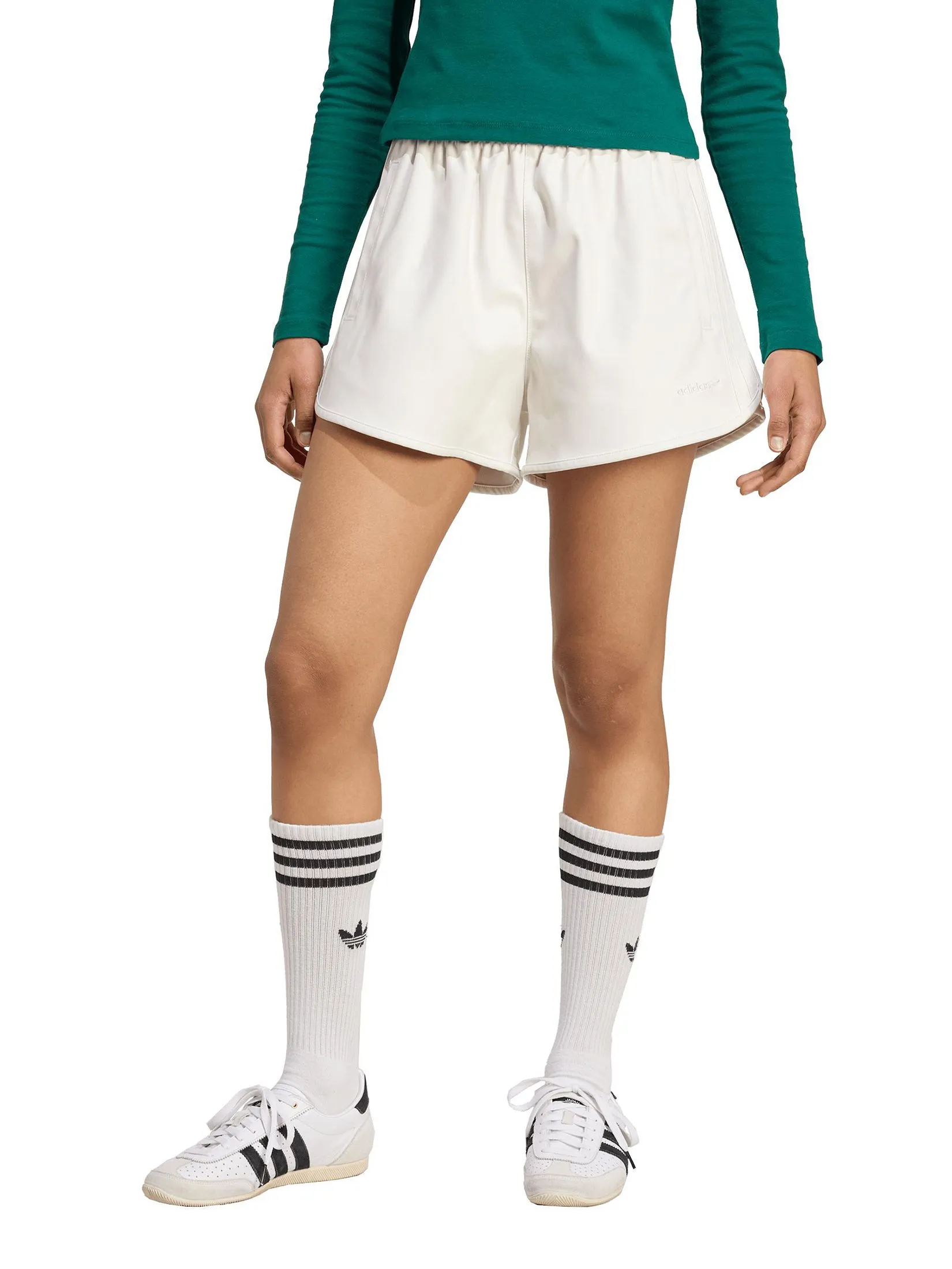 ADIDAS Women Shorts Pleather Sprinter JW2624 White / Off White