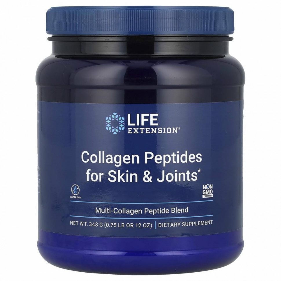 Life Extension, Collagen Peptides For Skin & Joints, смесь мультиколлагеновых пептидов, 343 г (12 унций)