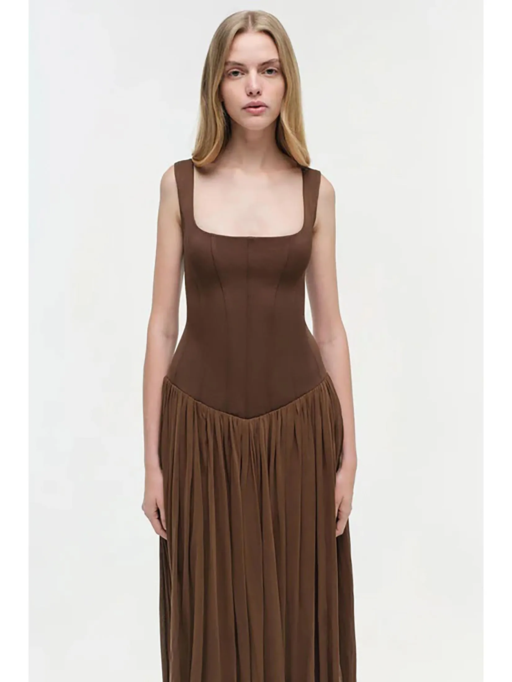 SIMKHAI Women Midi Dress Tank Jamie Cocoa