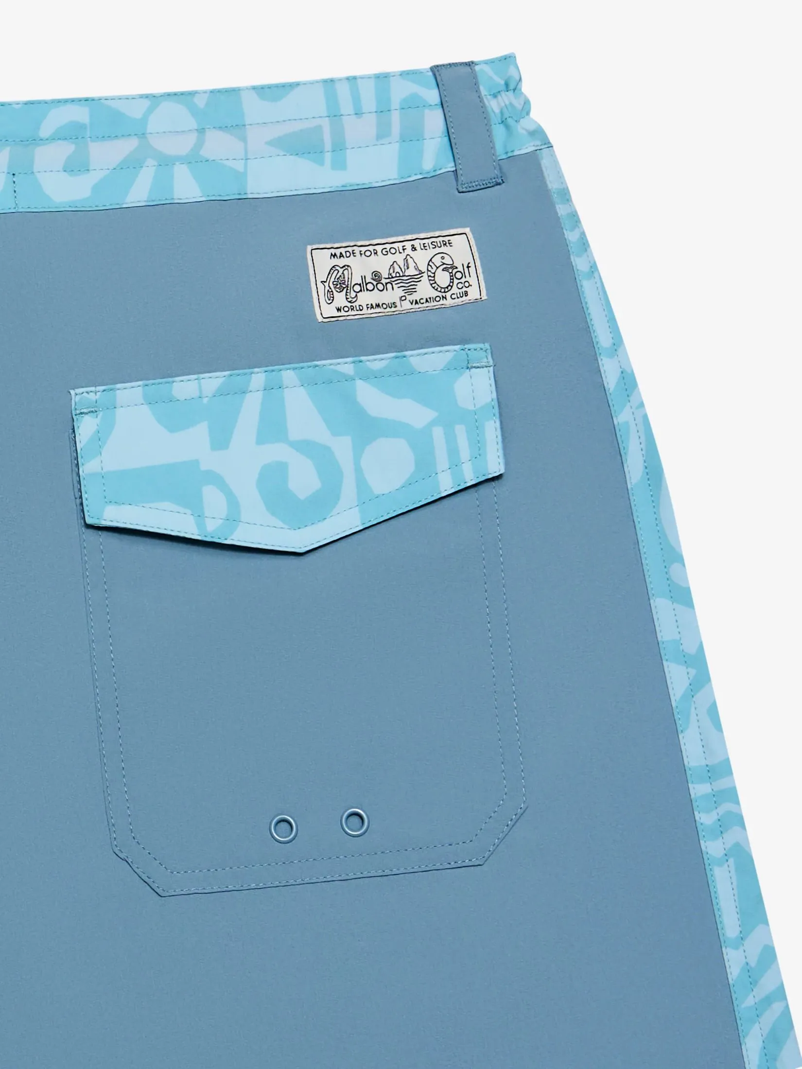 MALBON GOLF GROTTO TRUNKS IN LIGHT BLUE