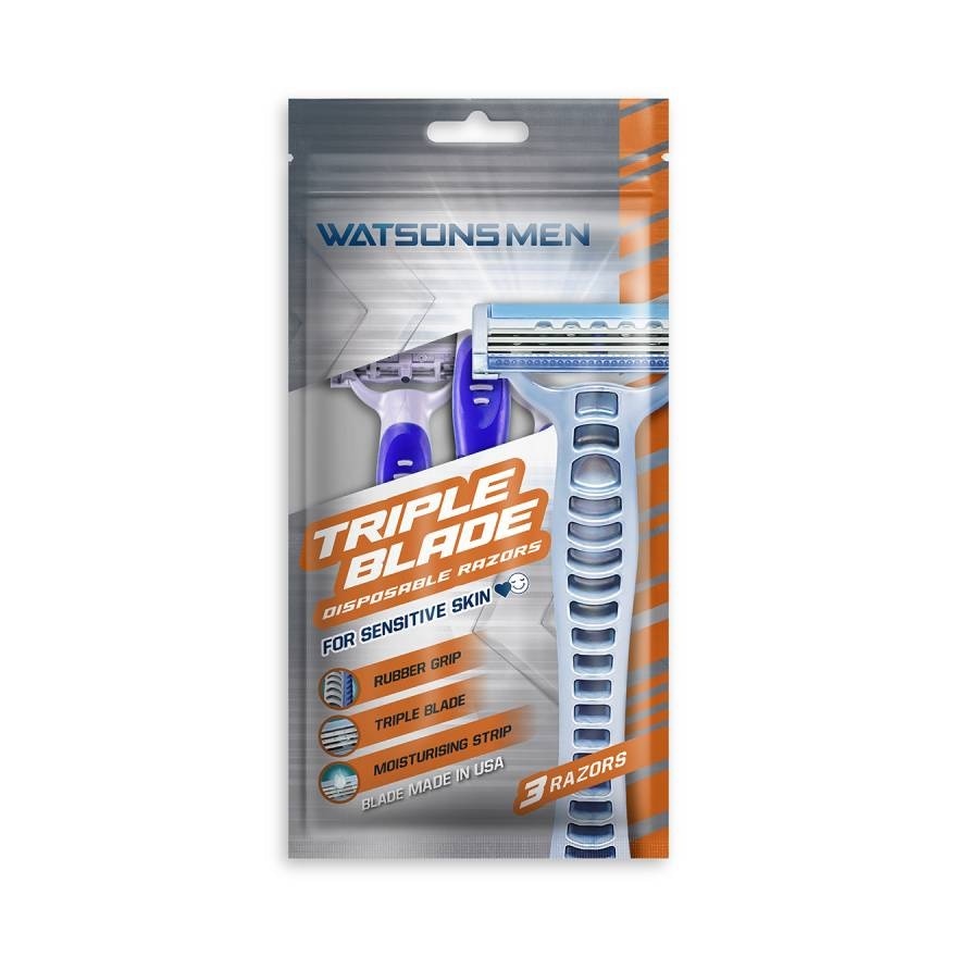 Watsons Men Triple Blade Disposable Razors 3 pcs.