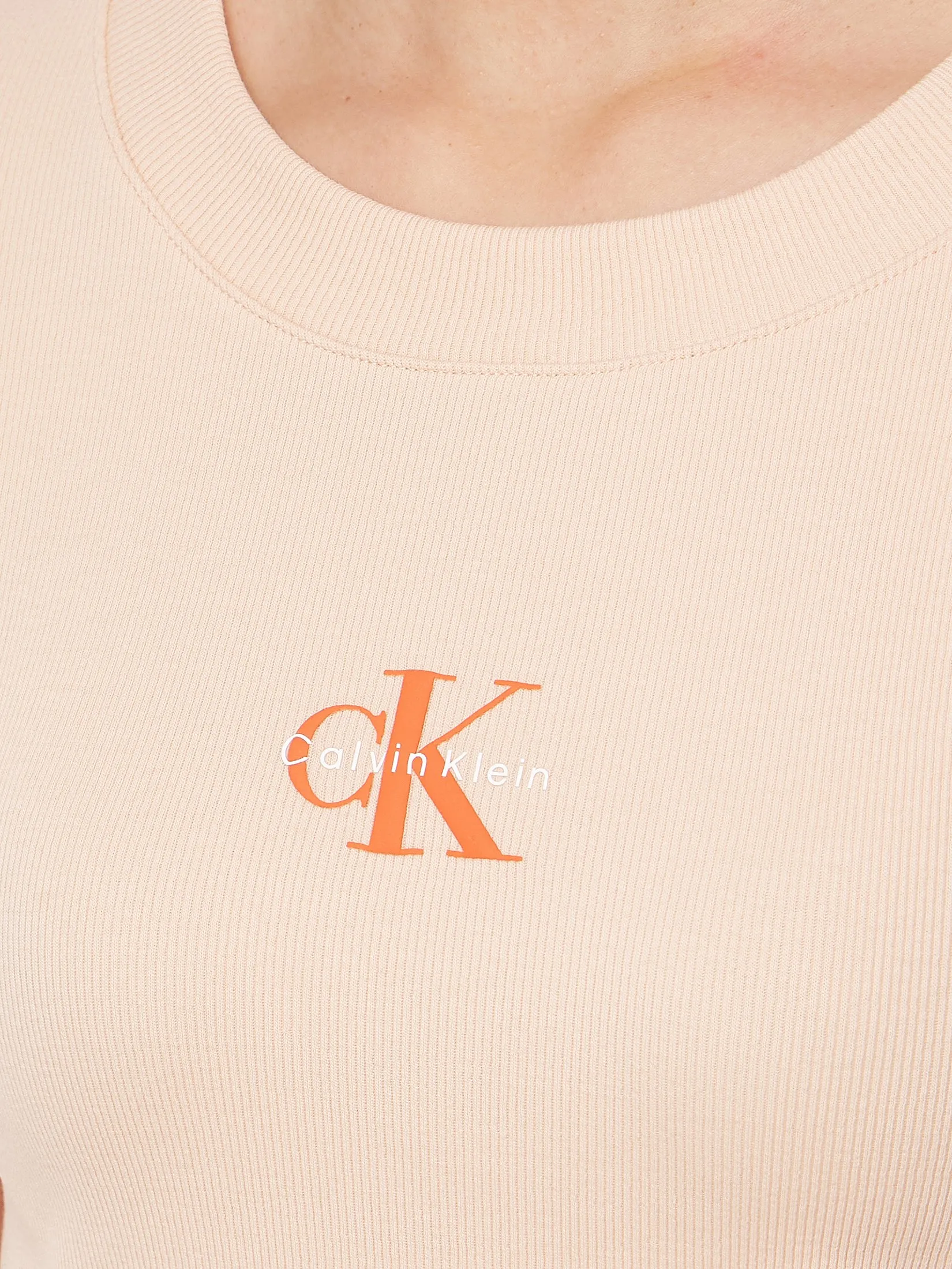 CALVIN KLEIN Women s Monogram Baby Short Sleeve T-Shirt Peach