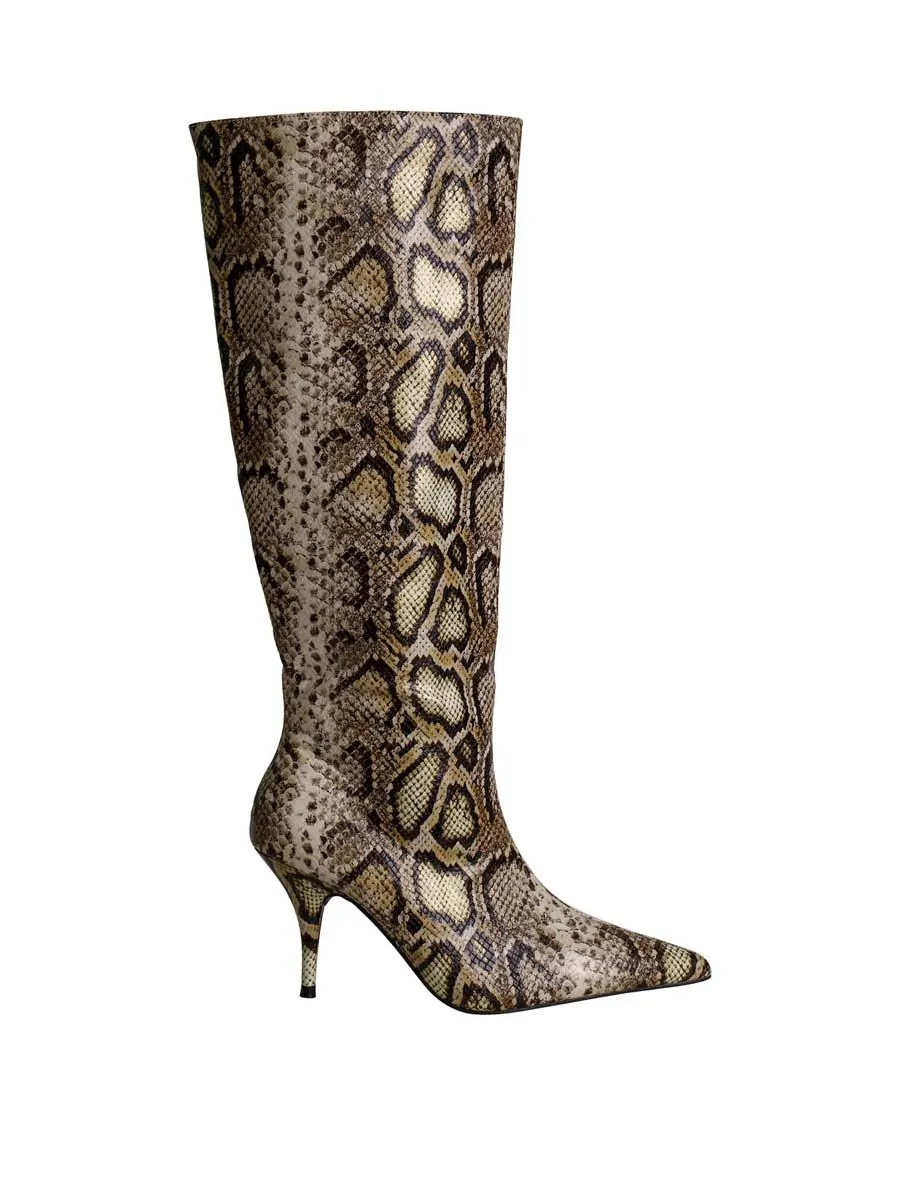 VILLAINS SF MAZIE Women's Knee-High Boots NATURAL SNK BROWN