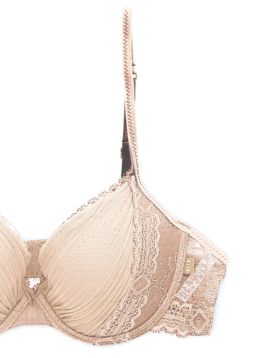 ELLE LINGERIE Lingerie Molded Bra Pleat LB6541 Beige