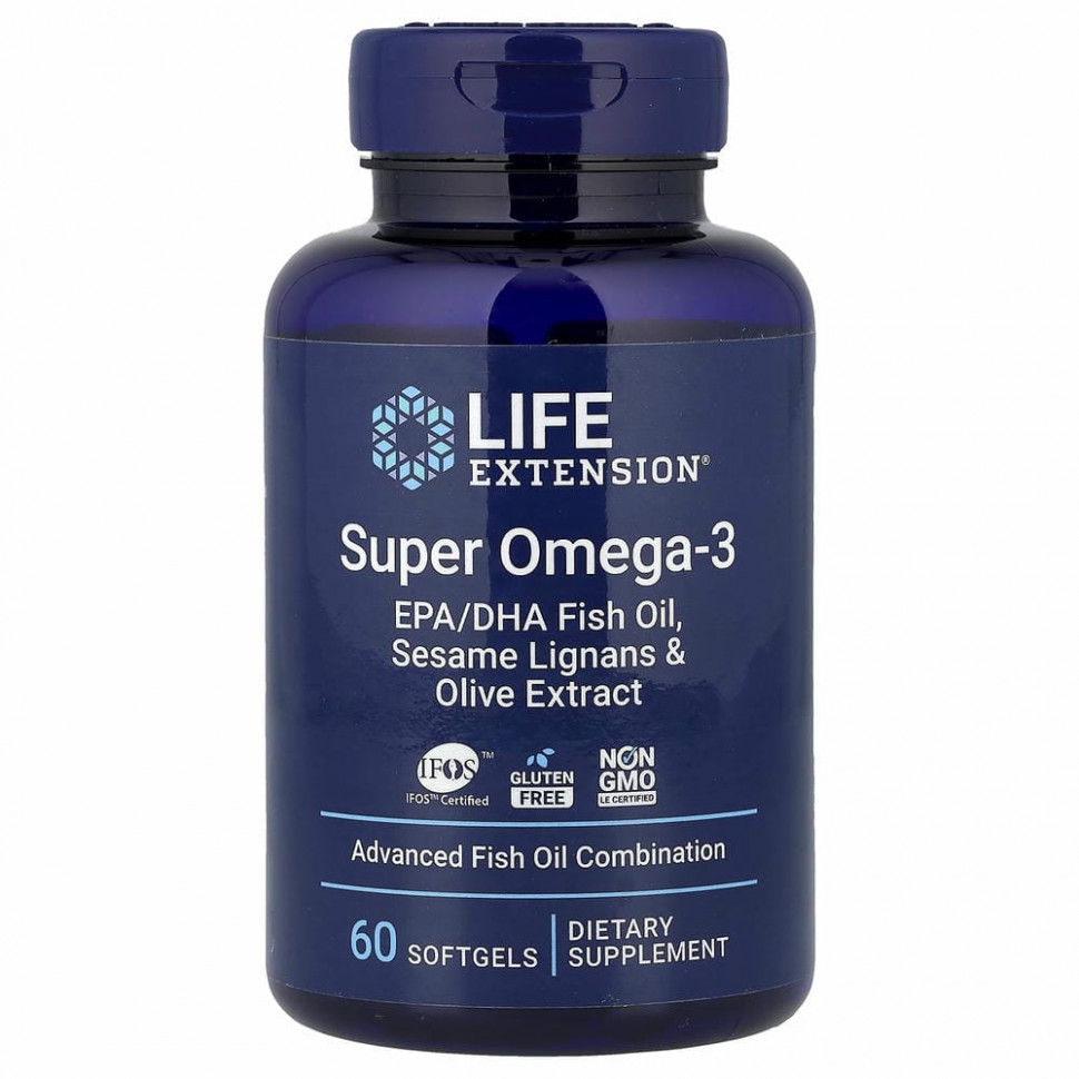 Life Extension, Super Omega-3, 60 мягких таблеток