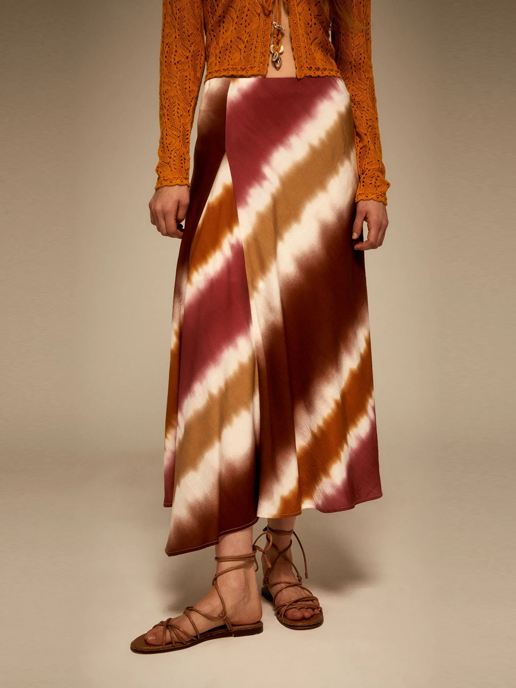 SFERA Women Skirt Asymmetrical Tied Dye Pink