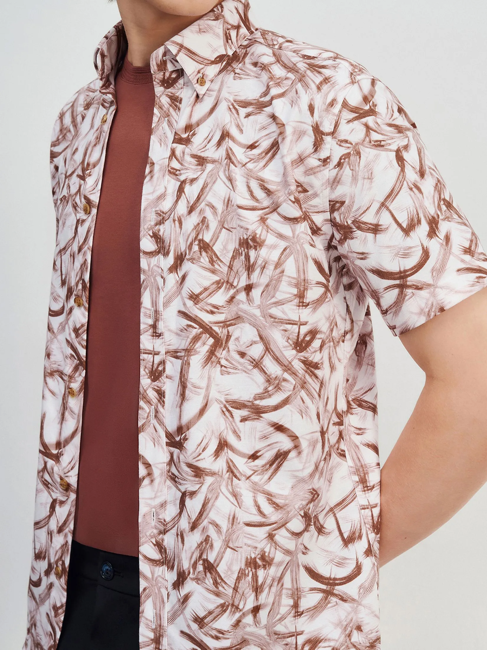 G2000 Men Clothing Wrinkle Free Cotton Smart Fit Short Sleeve Casual Shirt  Smart Fit - Brown