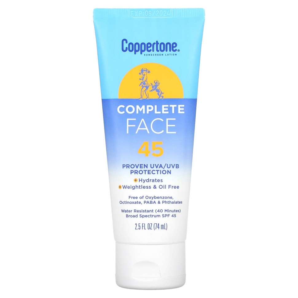 Coppertone, Солнцезащитный лосьон для лица, SPF 45, 74 мл (2,5 жидк. Унции)