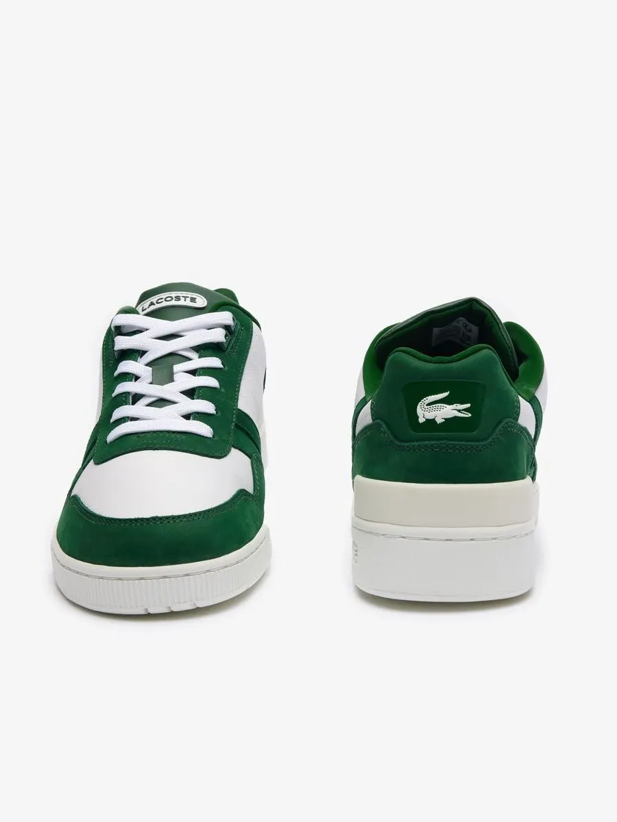 LACOSTE White Men’s T-Clip Contrasted Leather Trainers