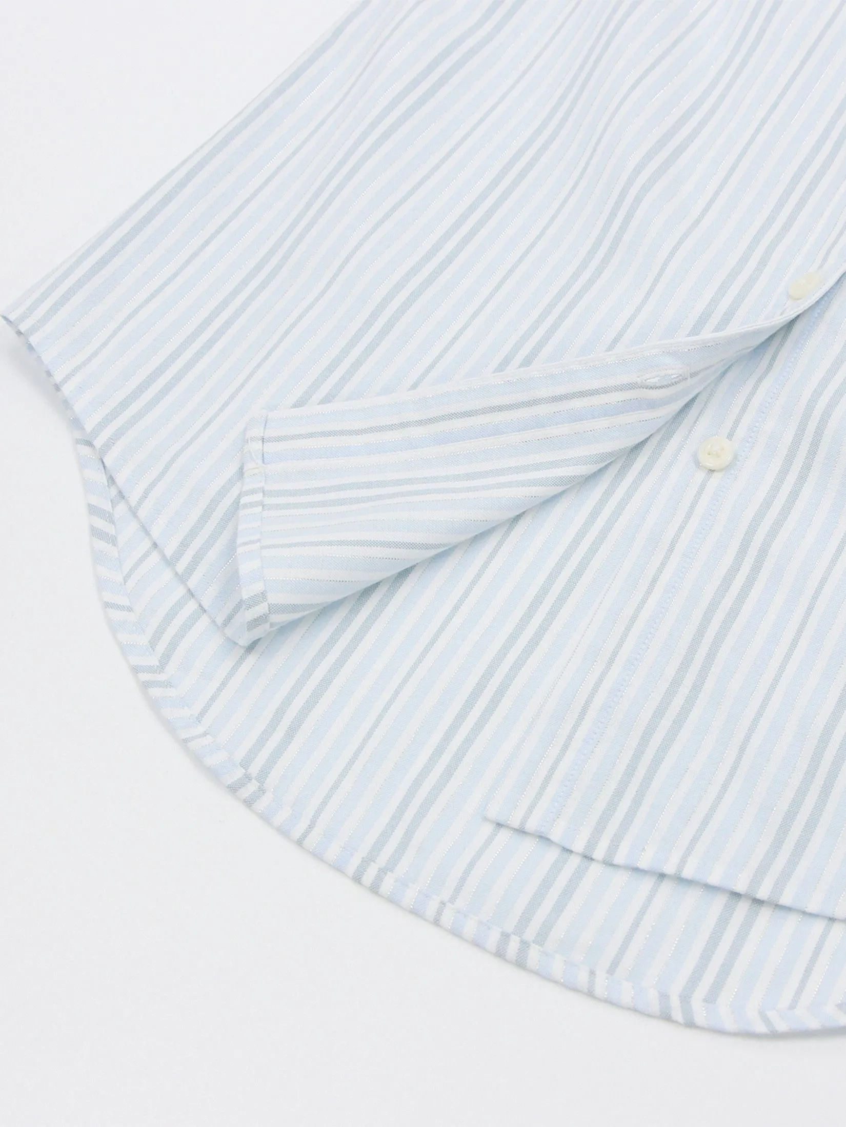 GIORDANO Women's Slim Embroidery Oxford Shirts (Classic Man) Blue x White