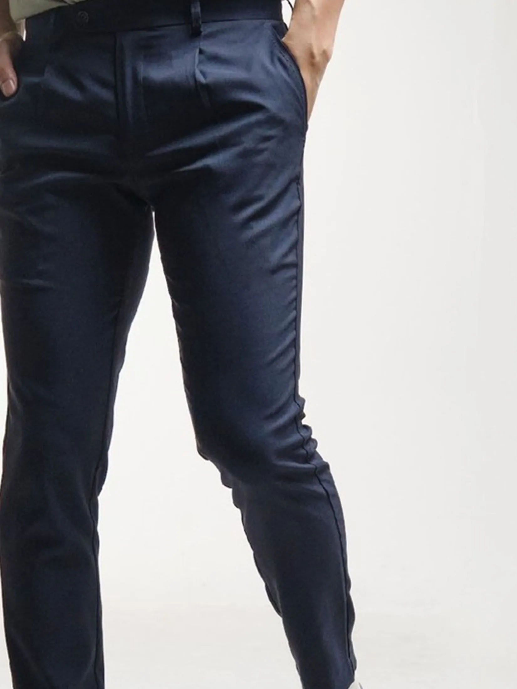 ERA-WON Men's pant skinny Crop Dark Blue