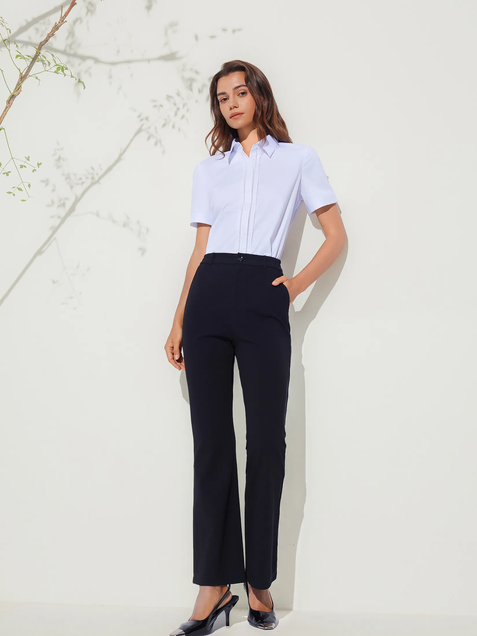 G2000 Women Clothing Cotton Blend Flare Leg Casual Pants  Flare leg - Black