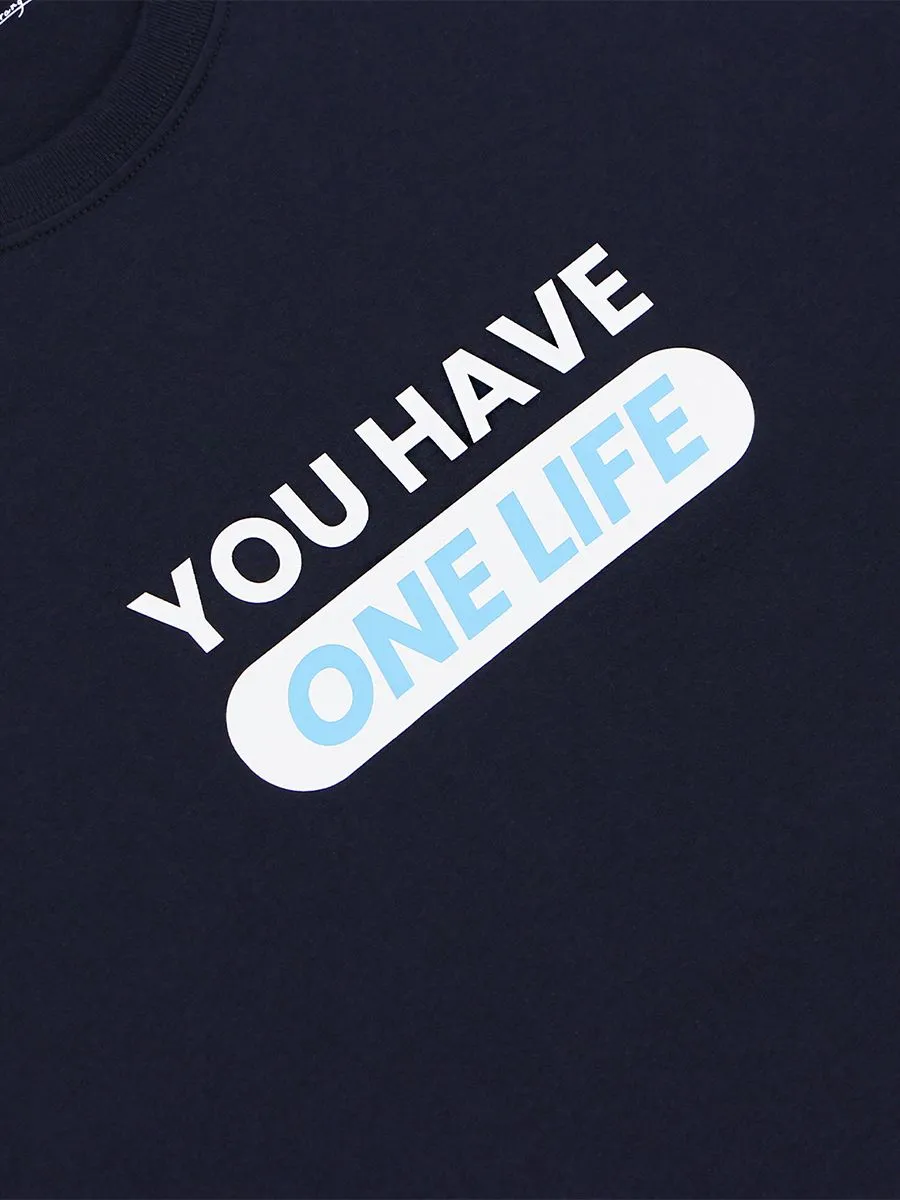 GIORDANO Men's Slim Jersey Printed Tee Signature navy