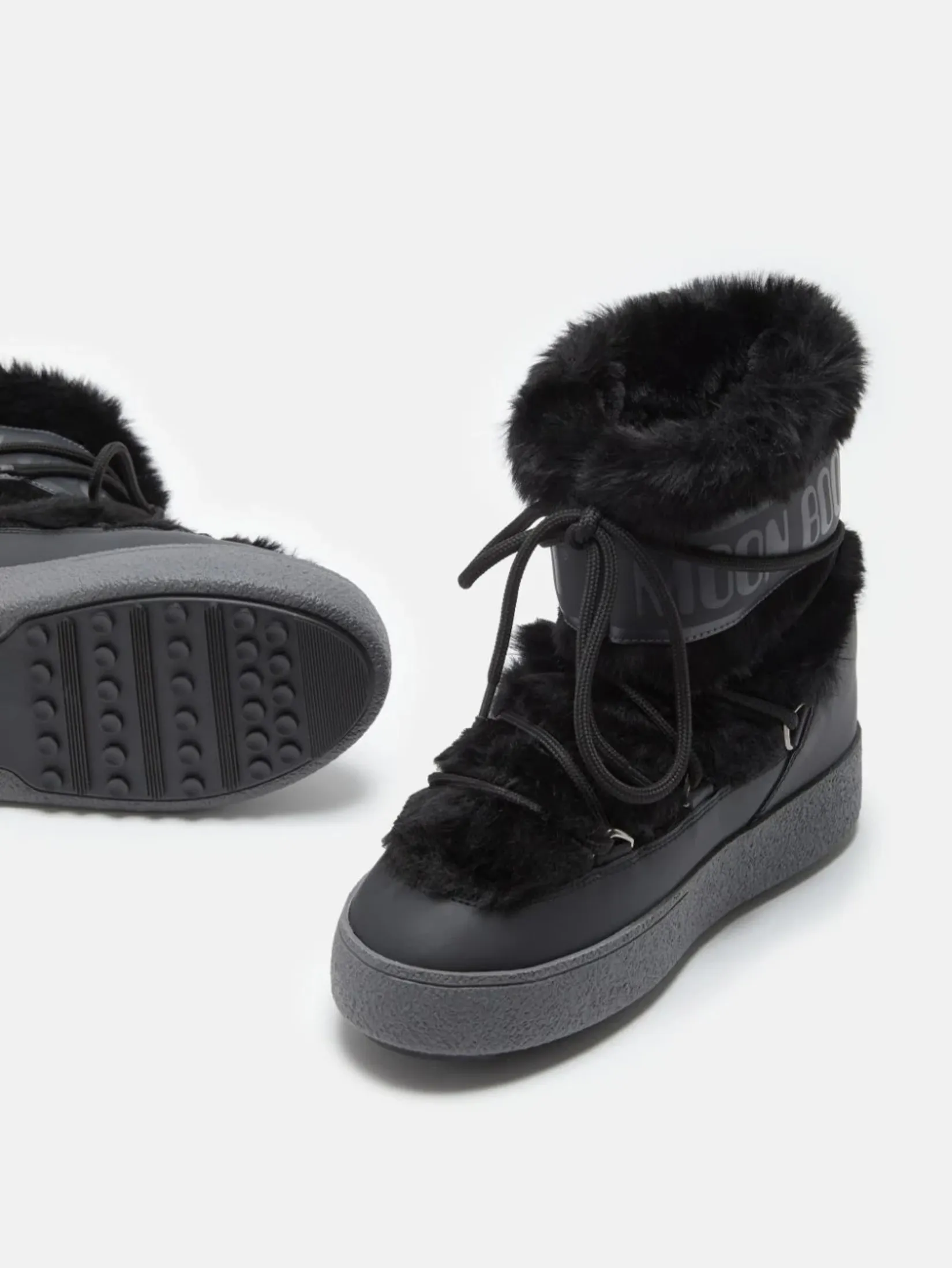 MOON BOOT LTRACK FAUX FUR WP BOOTS IN BLACK