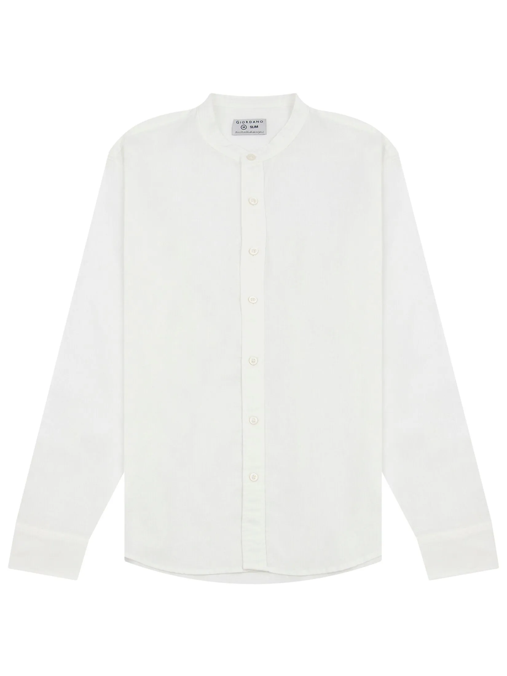 GIORDANO Men's Long-sleeved Linen Shirt White