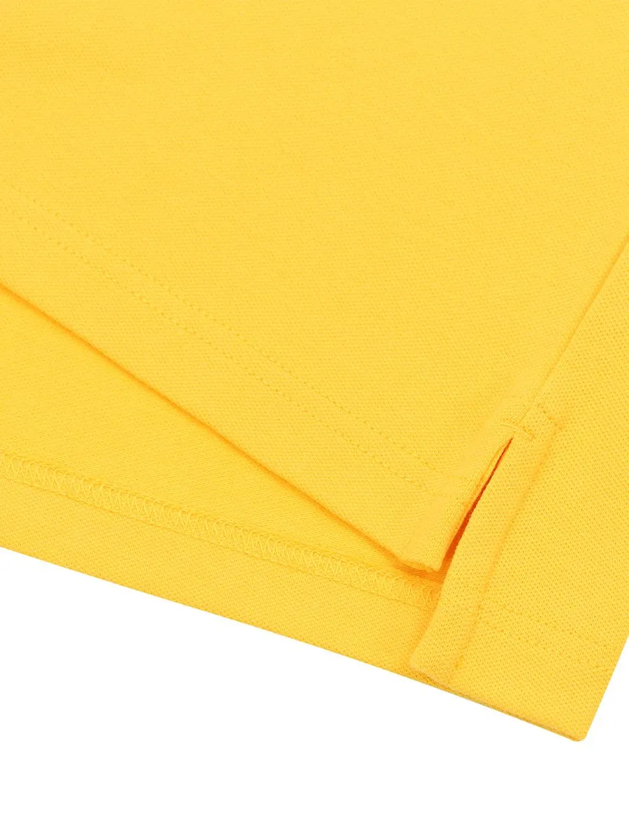 GIORDANO Men's Lycra Pique Embroidery Polo (3D Lion)  Daffodi yellow