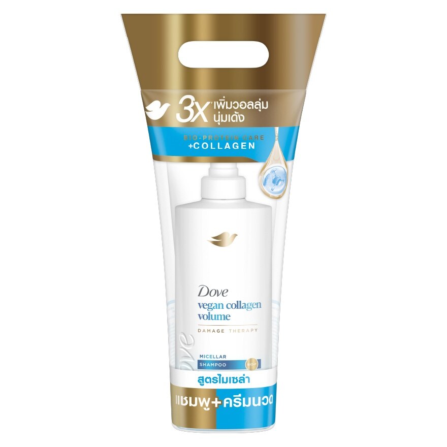 Dove Micellar Vegan Collagen Volume Shampoo 360 Ml.+ Conditioner 330 Ml. - Blue