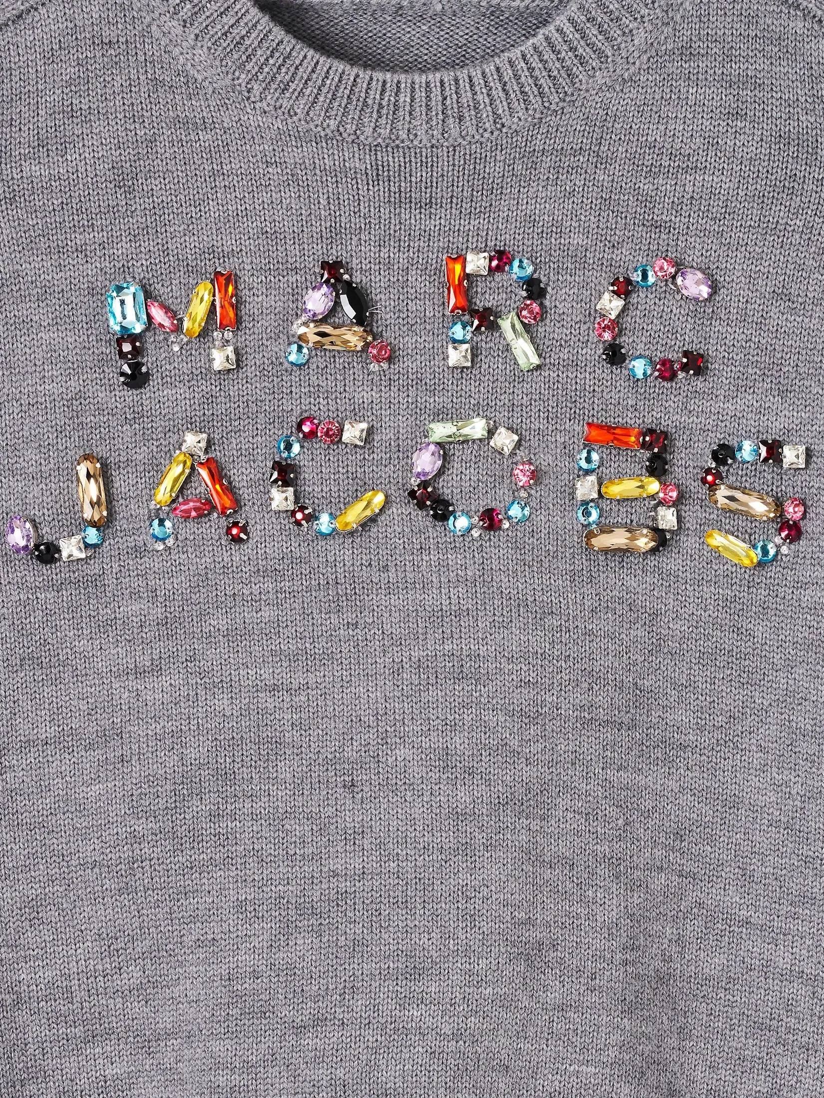 MARC JACOBS THE GEM KNIT LOGO CREWNECK STEEL GREY