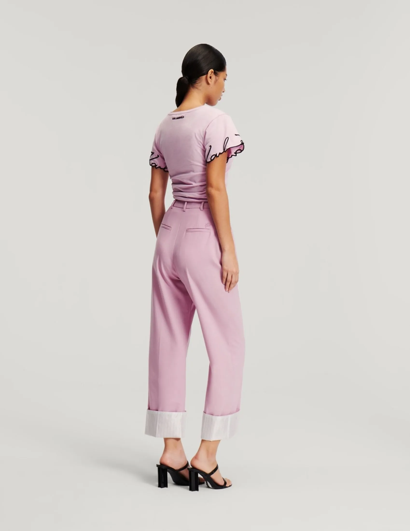 KARL LAGERFELD RTW-1 HUN KIM'S EDIT TAILORED WOMEN PANTS ORCHID BOUQUET