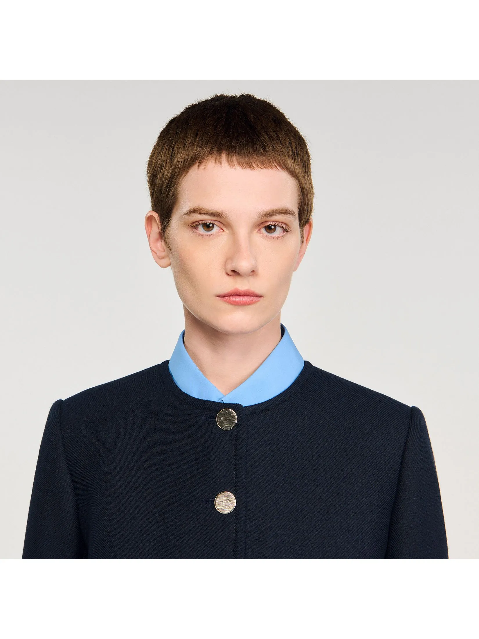 SANDRO Round Collar Jacket