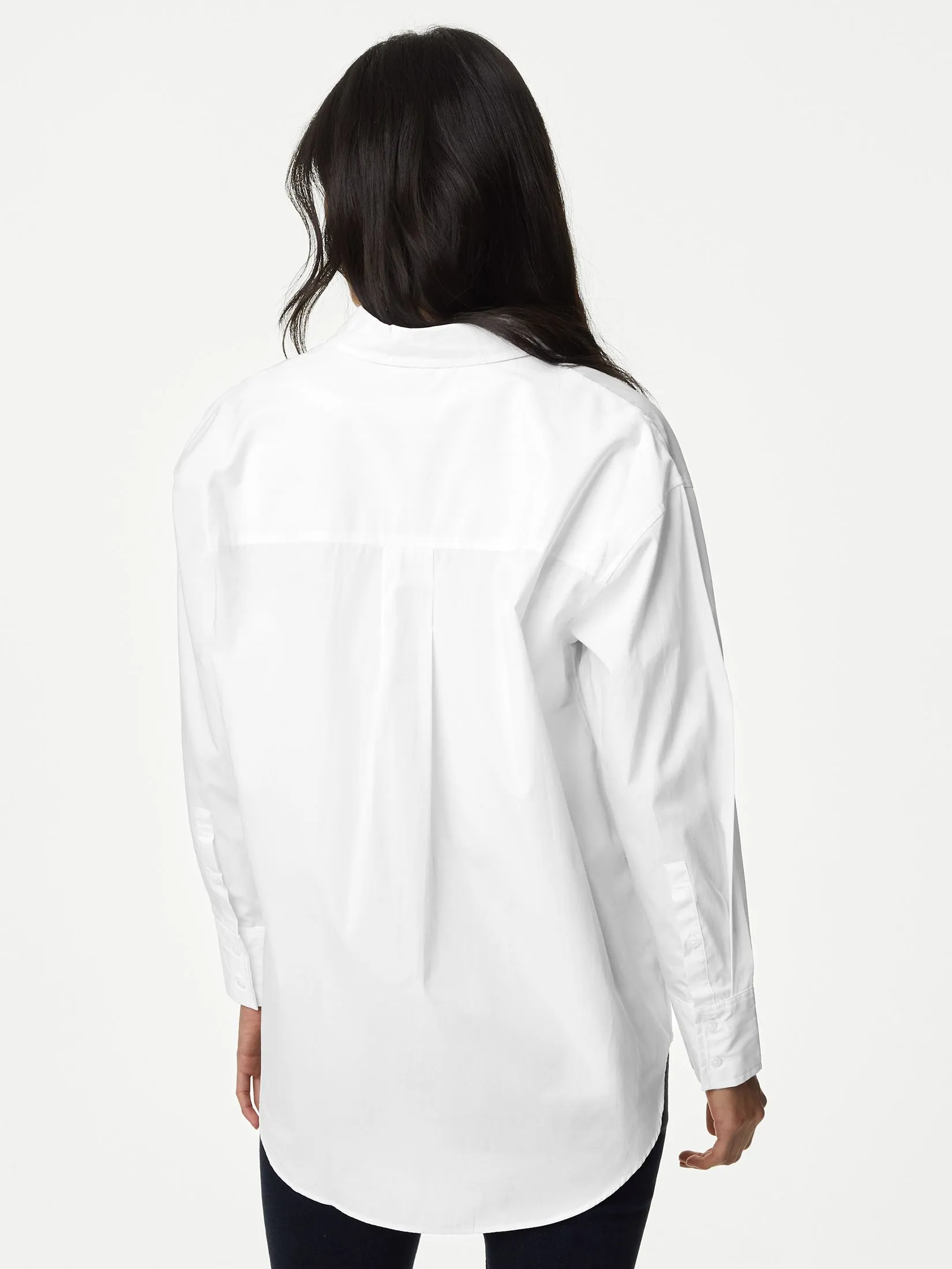 MARKS & SPENCER Women Oversized Shirt Pure Cotton White