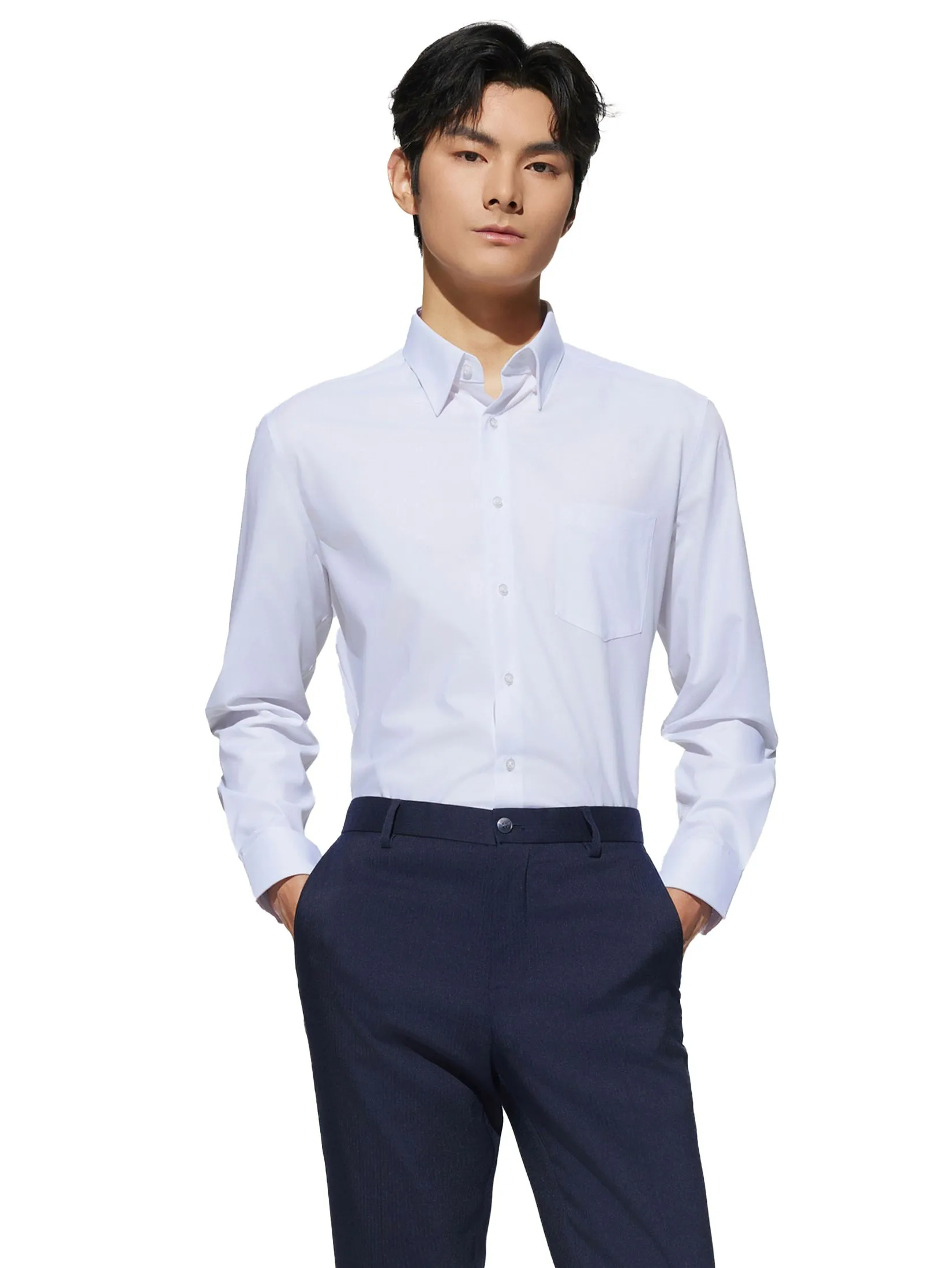G2000 Men Clothing Non-Iron Silky Touch  Shirt Smart Fit - White