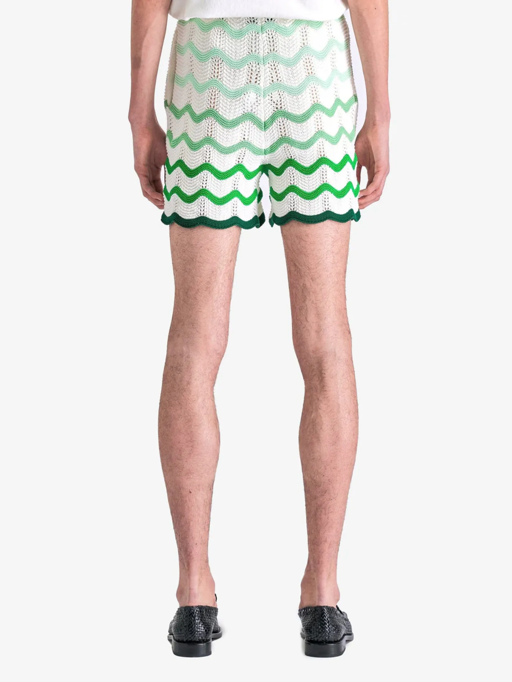 CASABLANCA GRADIENT WAVE TEXTURE SHORTS IN GREEN/WHITE