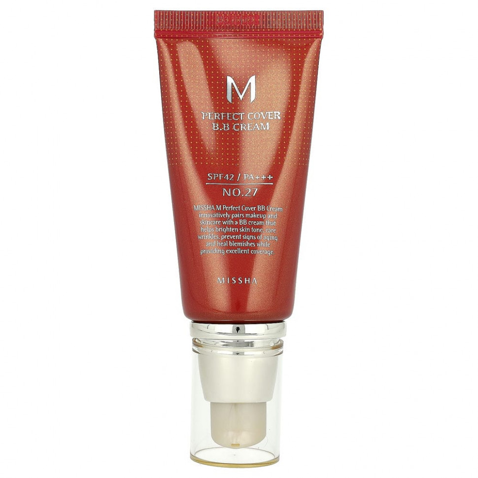 Missha, Perfect Cover BB Cream, BB-крем, SPF 42 PA+++, оттенок 27 медовый бежевый, 50 мл - MSH-61448-№ 13 Яркий бежевый