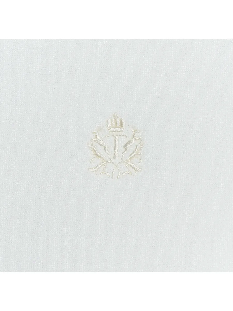 TAKEO KIKUCHI MEN WHITE STRETCH PUNCH FABRIC ZIPPER POLO SHIRT